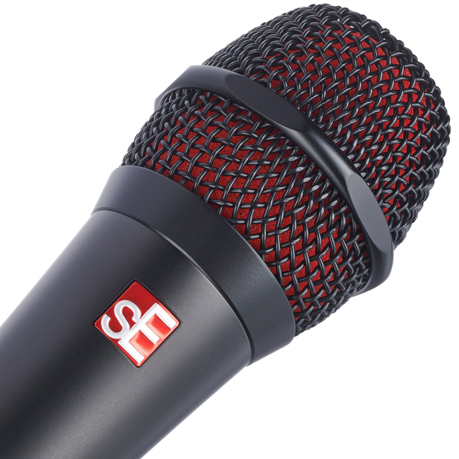 Mikrofonkorb des SE Electronics V7 Black mit integriertem rotem Windschutz