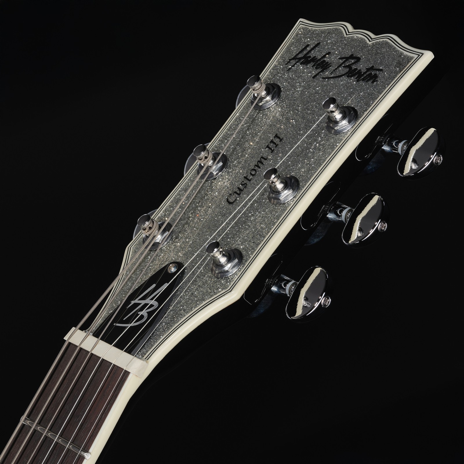 Harley Benton SC-Custom III Silver Sparkle matching headstock Kopfplatte