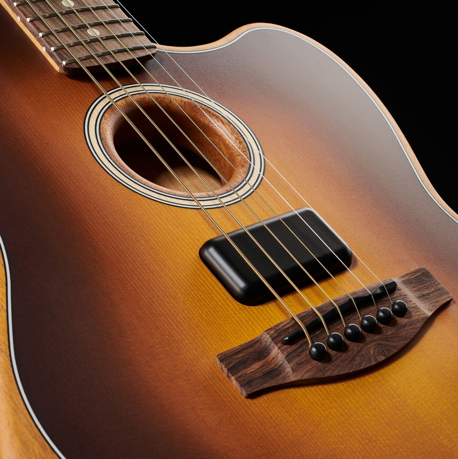 Fender Acoustasonic Player Jazzmaster 2-Tone Sunburst Schallloch und Tonabnehmer