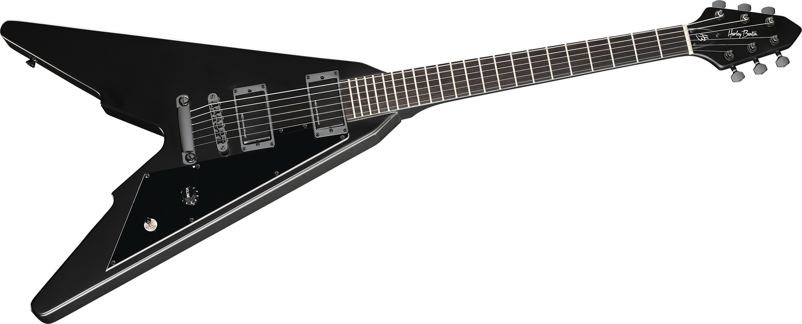 V-förmige E-Gitarre Harley Benton Victory Active SBK in mattschwarz