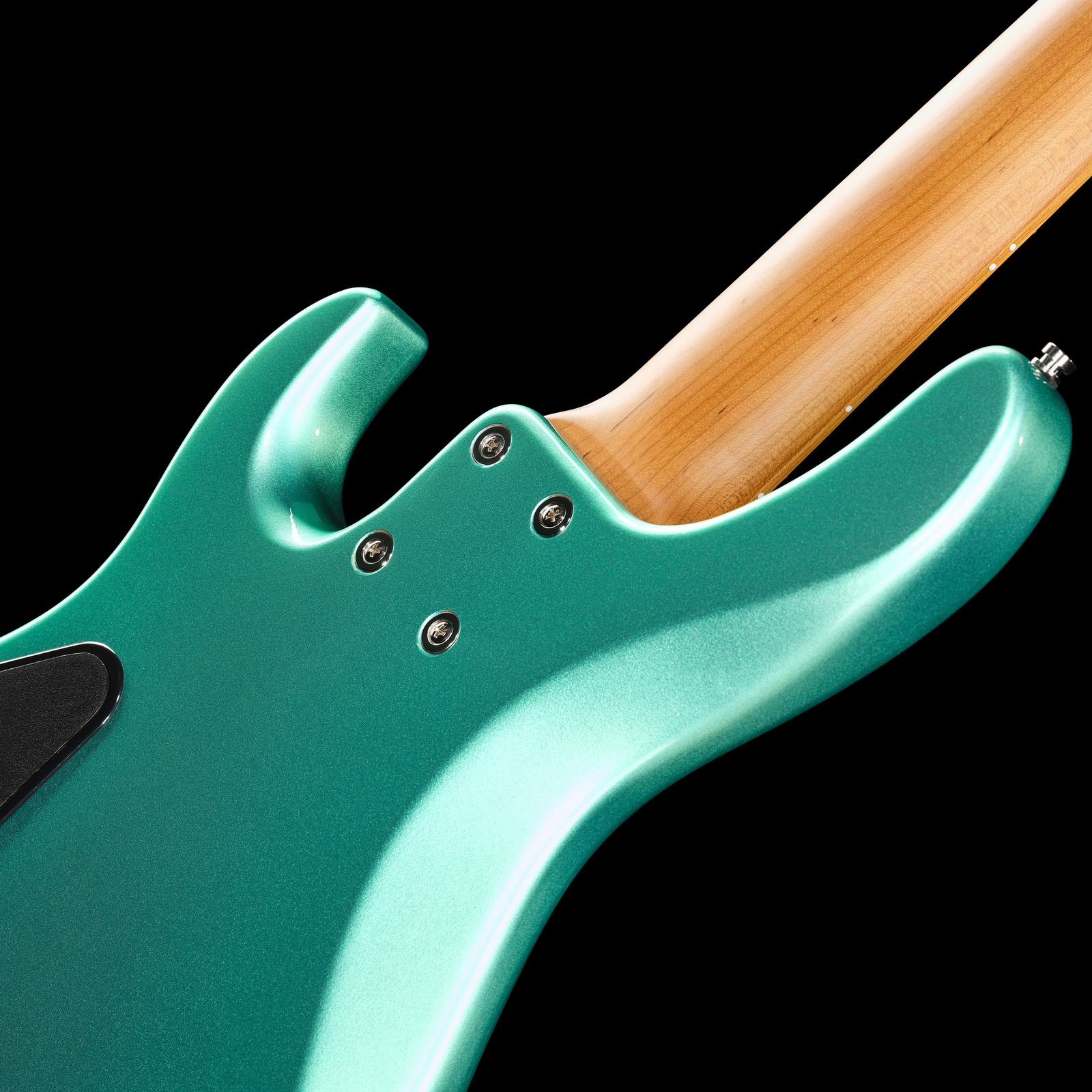 Rear view, Sadowsky MetroExpress 24 Modern 5 Maple Sage Green, five-string bass guitar