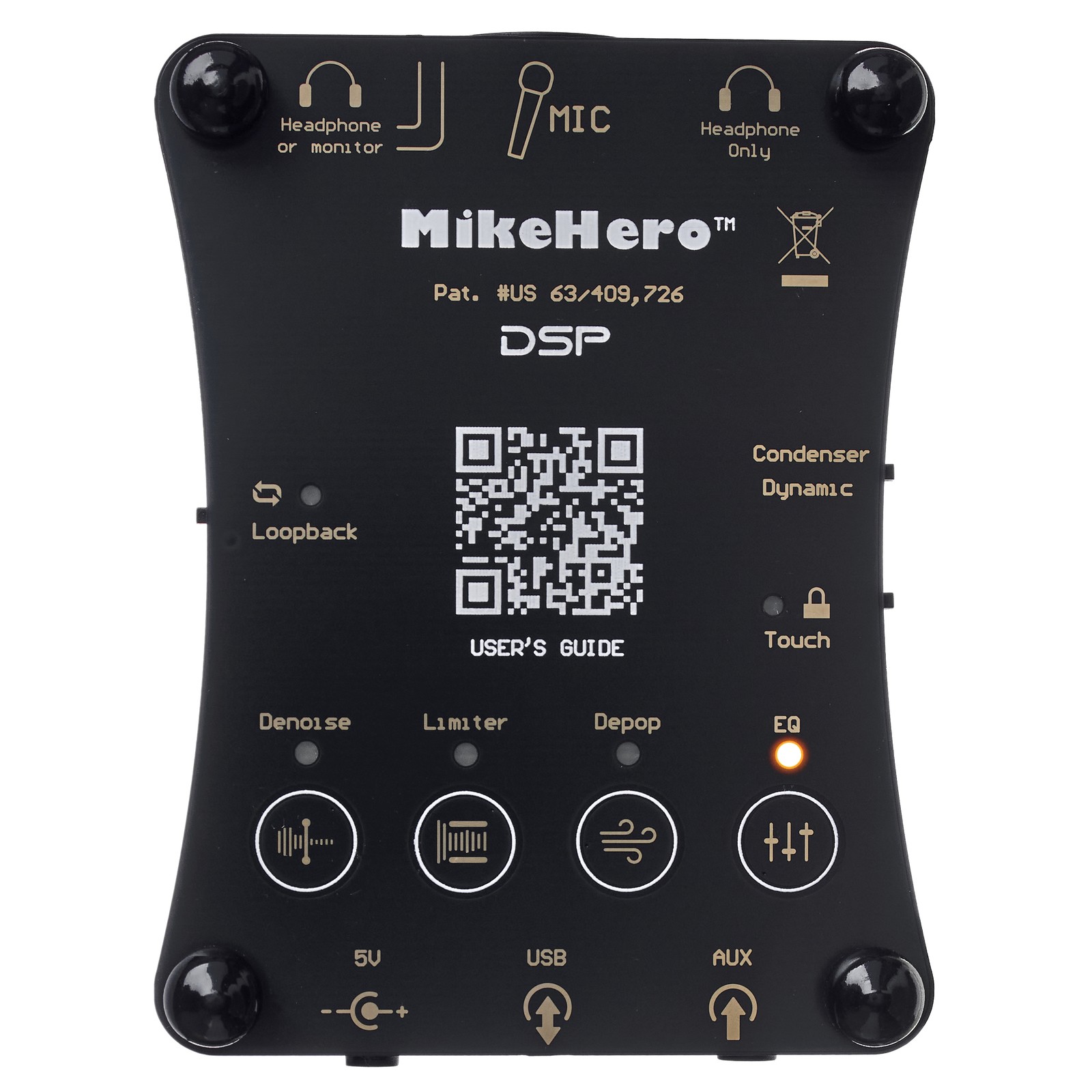 Rückseite des Audiosigma MikeHero DSP Audiointerface