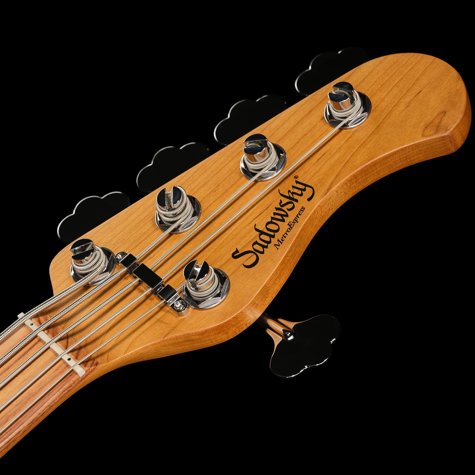 Sadowsky MetroExpress 21 Vintage JJ5 Morado Silver Sparkle, five-string bass, headstock