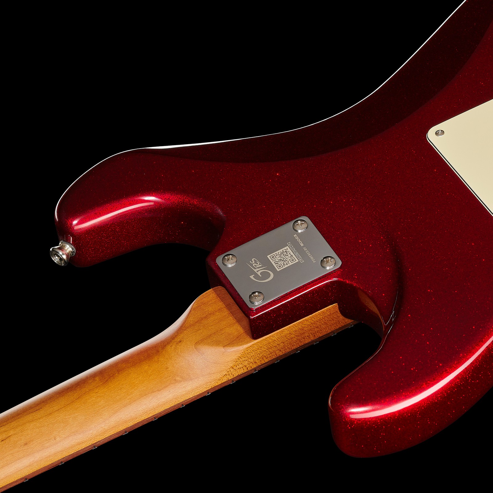 Back of the Mooer GTRS Guitars Standard 800 MR with bolt-on roasted maple neck