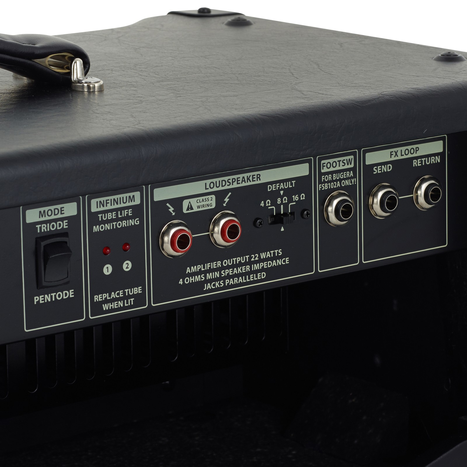 Rückseite des Bugera V22HD Infinium Röhren-Topteils