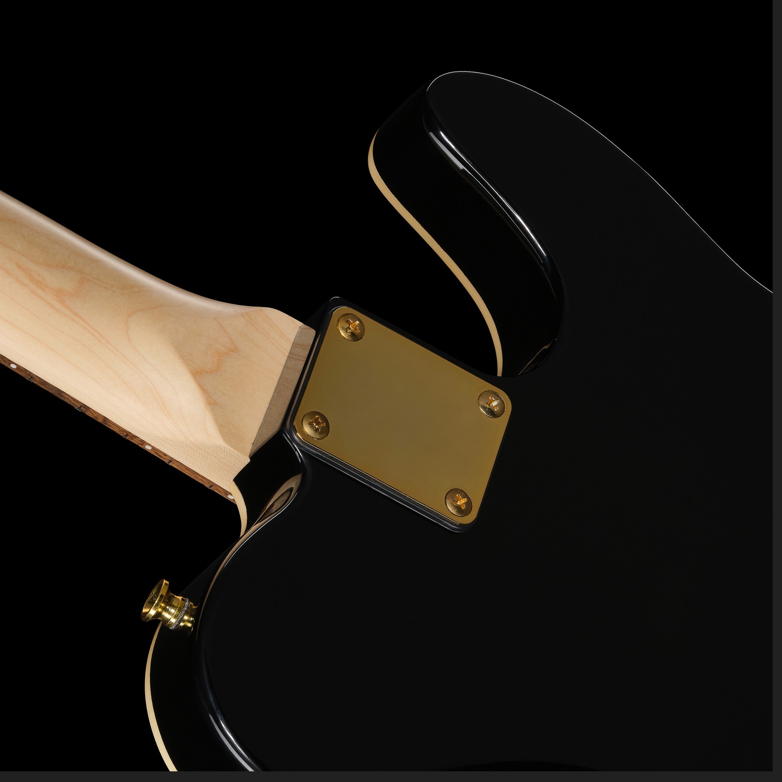 Harley Benton TE-40 LH schwarz Linkshänder Gitarre mit geschraubtem Hals von hinten