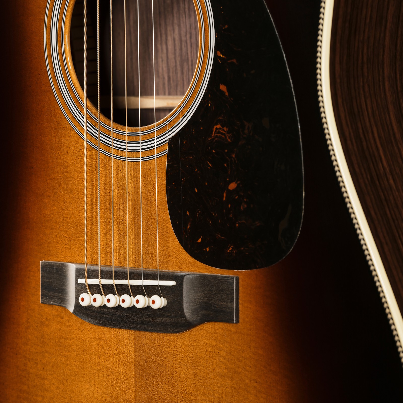 Fichtendecke der Martin Guitar HD28 Sunburst Westerngitarre