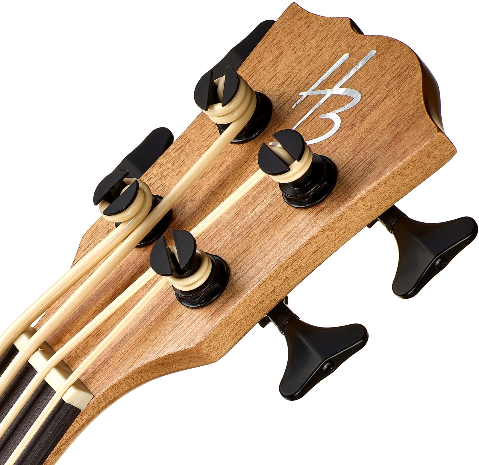 HB logo on the headstock of the ukulele bass