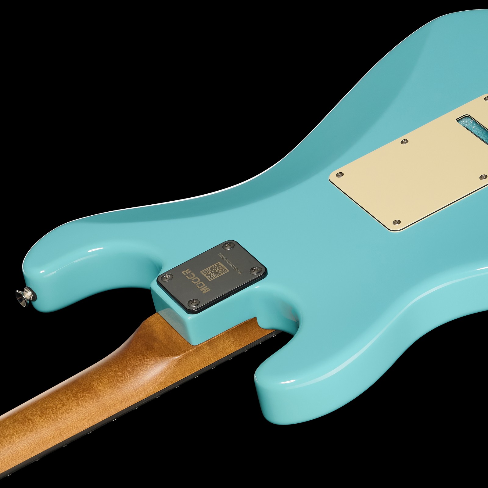 Neck joint on the Mooer MSC10 Pro Guitar Daphne Blue