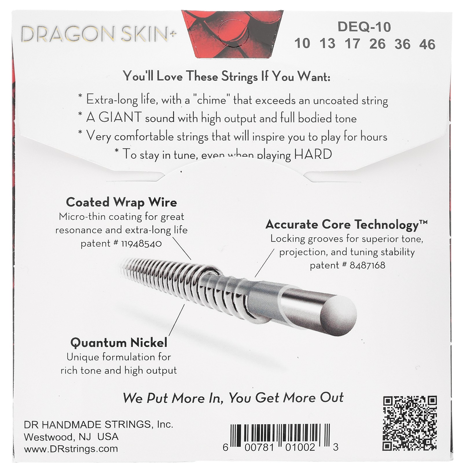 Verpackung der DR Strings Dragon Skin+ DEQ-10 Coated