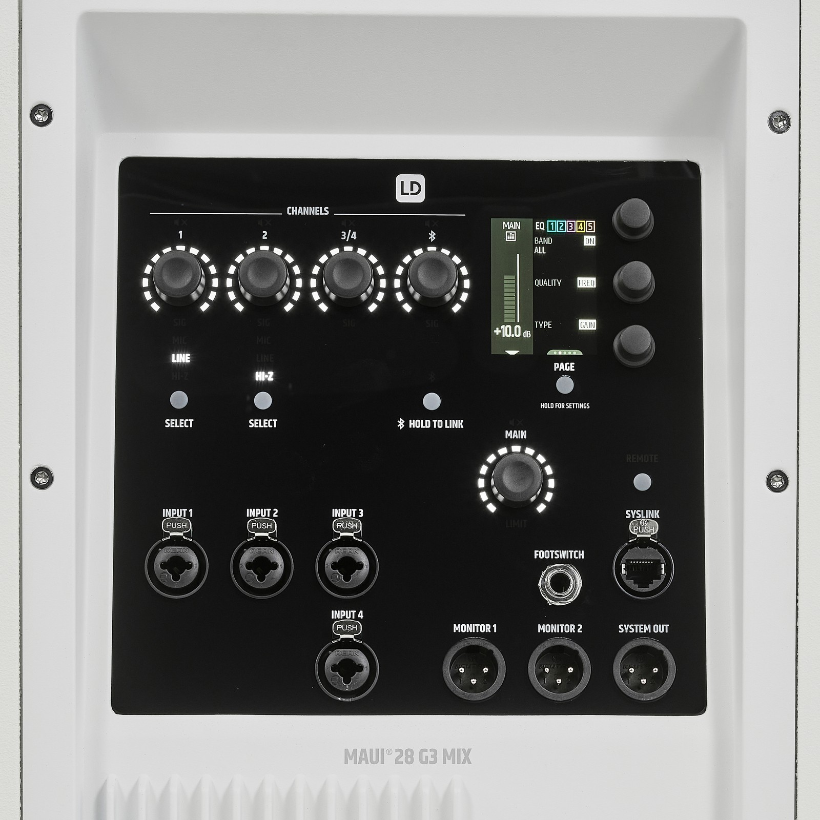 Anschlüsse auf der Rückseite des LD Systems Maui 28 G3 MIX W