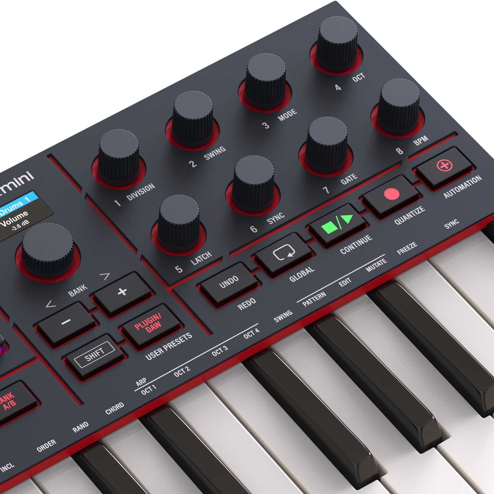 Potis auf der Bedienoberfläche des AKAI Professional MPK Mini IV Black