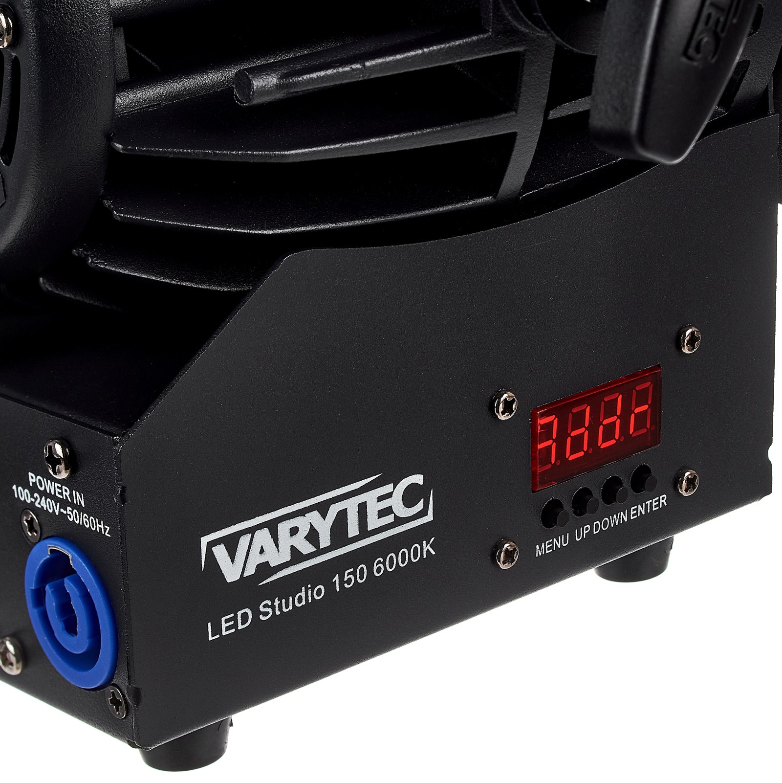 Varytec-Logo und Einstellmöglichkeiten am Varytec LED Studio 150 6000K