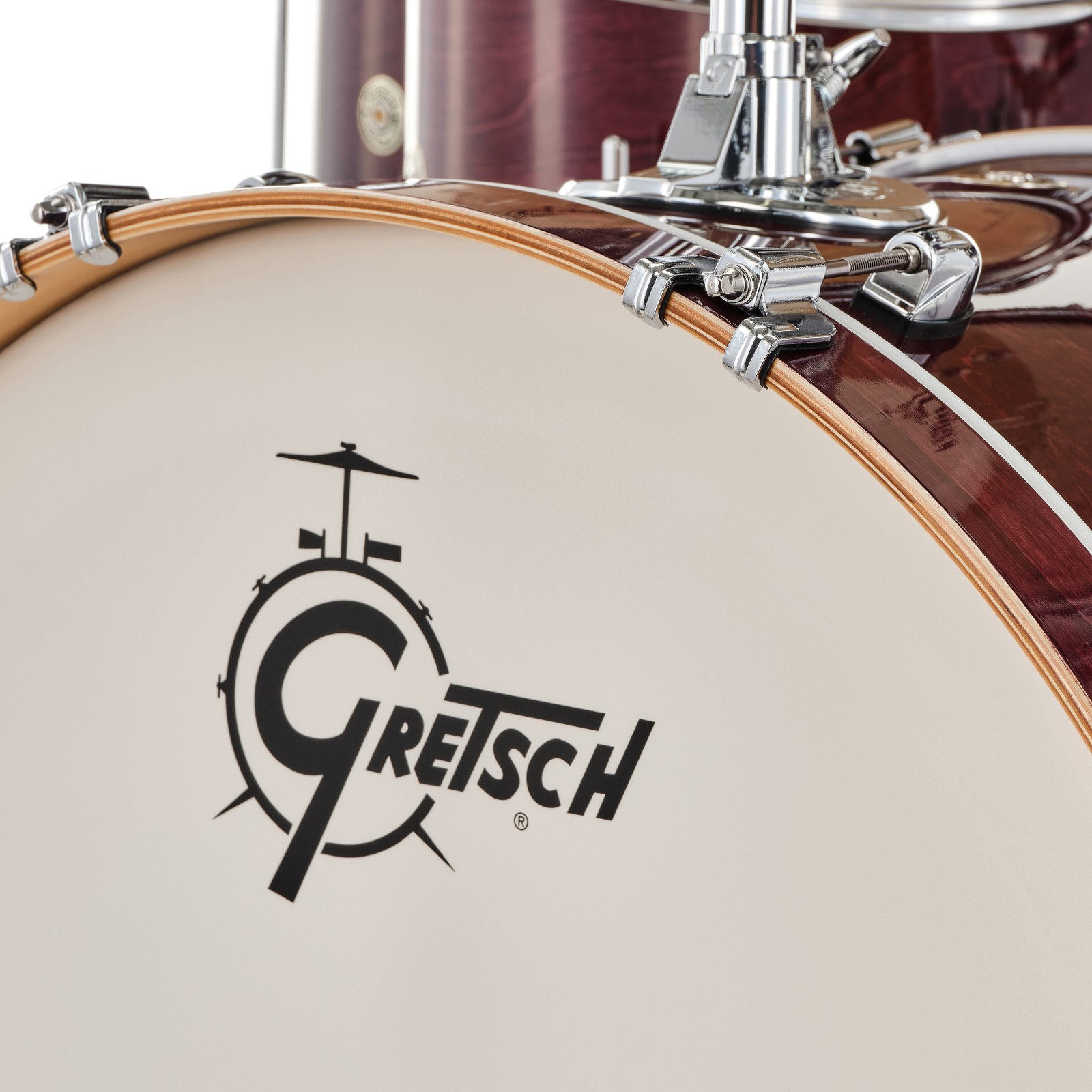 Herstellerlogo auf Gretsch Bassdrumfell