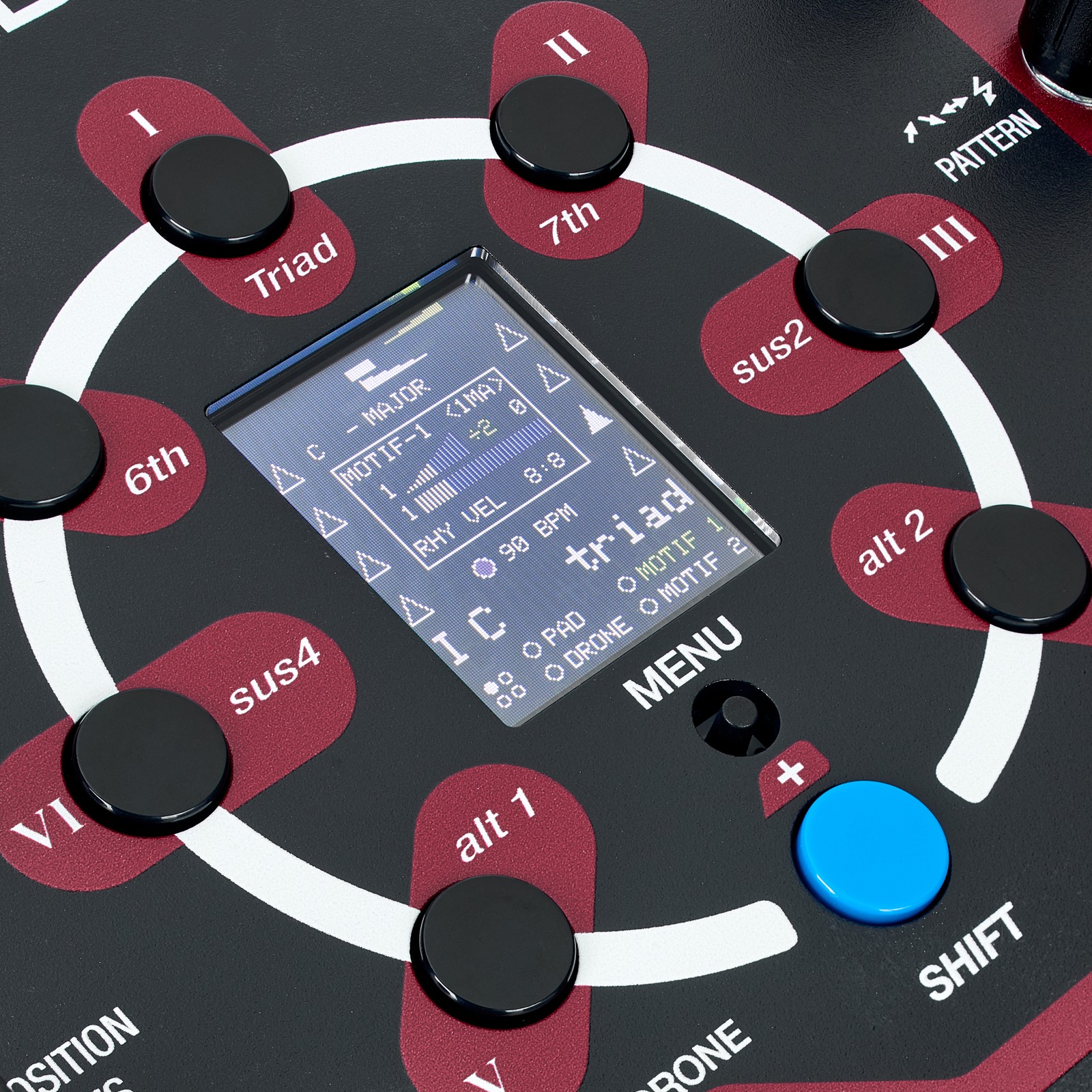 Display des Conductive Labs The NDLR V2 Arpeggiator, Sequenzer und Akkordgenerator