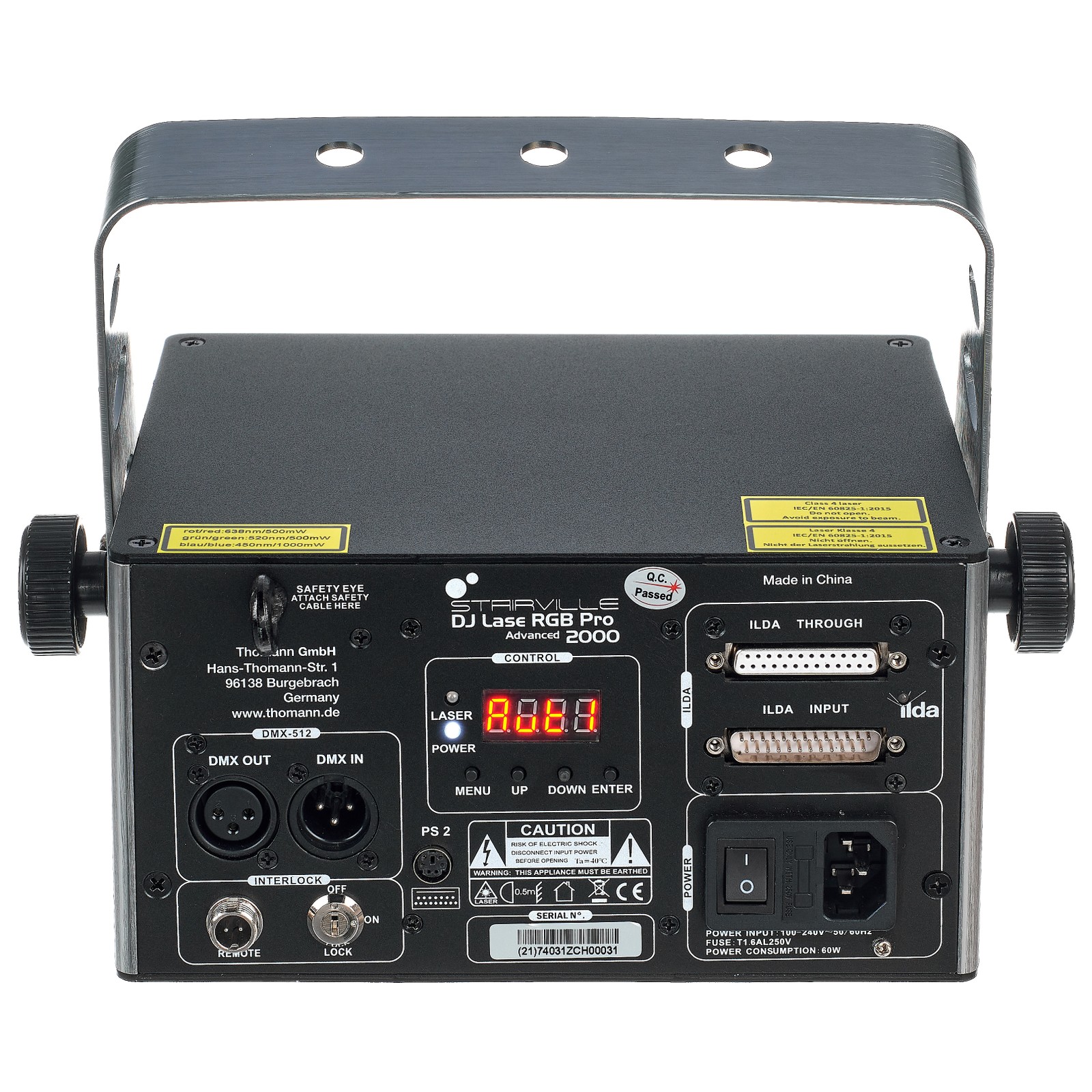 Rückseite mit Anschlüssen des Stairville DJ Lase RGB Pro Advanced 2000 RGB Laser