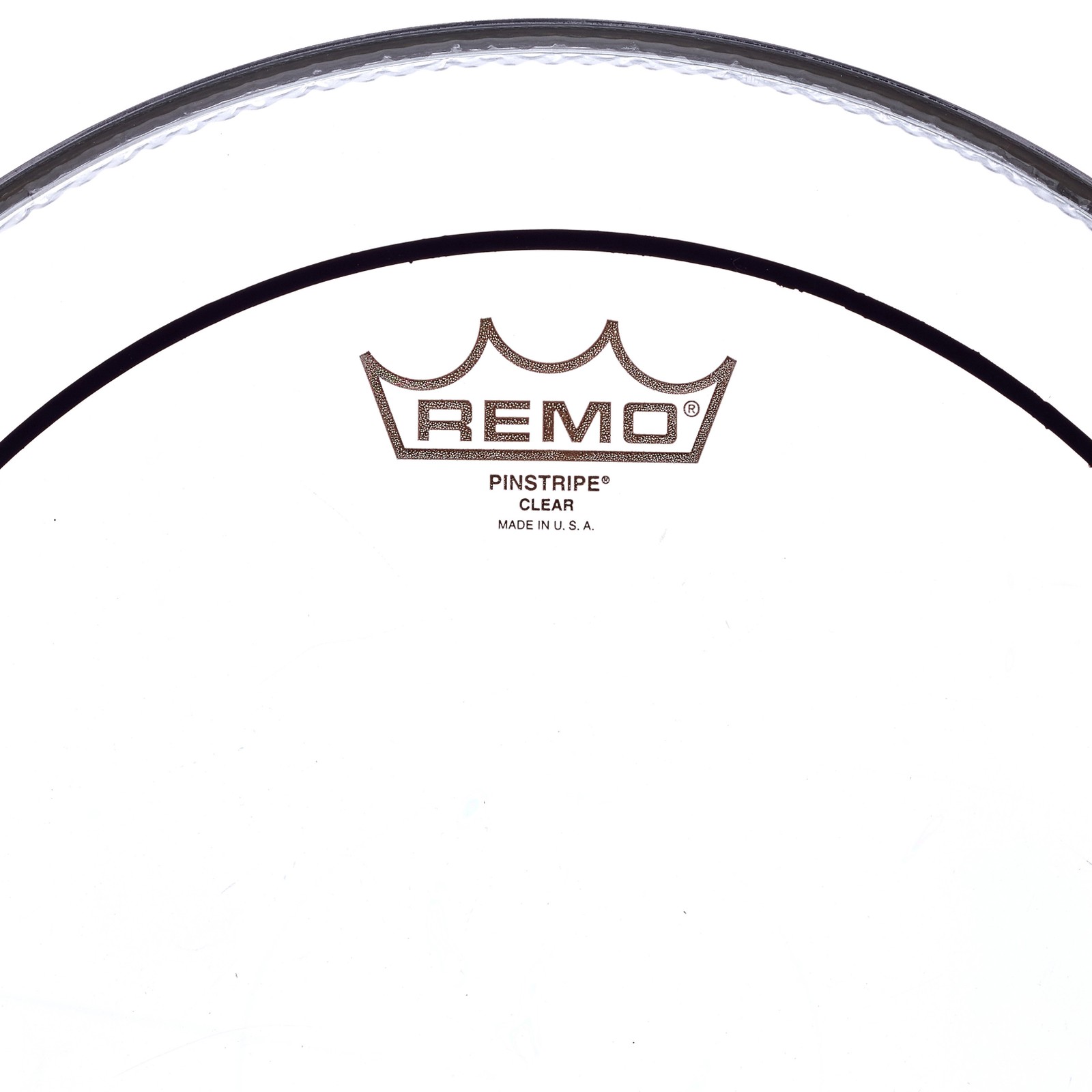 Herstellerlogo auf dem Remo Pin Stripe Clear 13" Fell