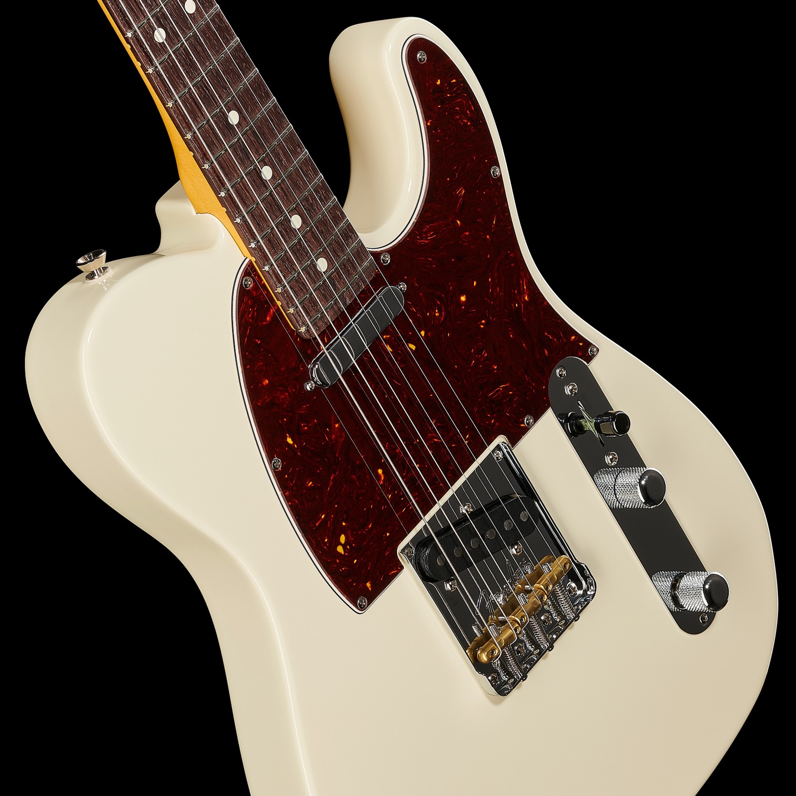 Decke mit Tonabnehmern der Fender AM Pro II Tele OWT E-Gitarre