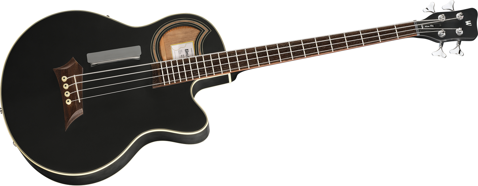 Warwick Alien Deluxe 4 Hybrid Thinline Satin Black, acoustic bass with Pickups