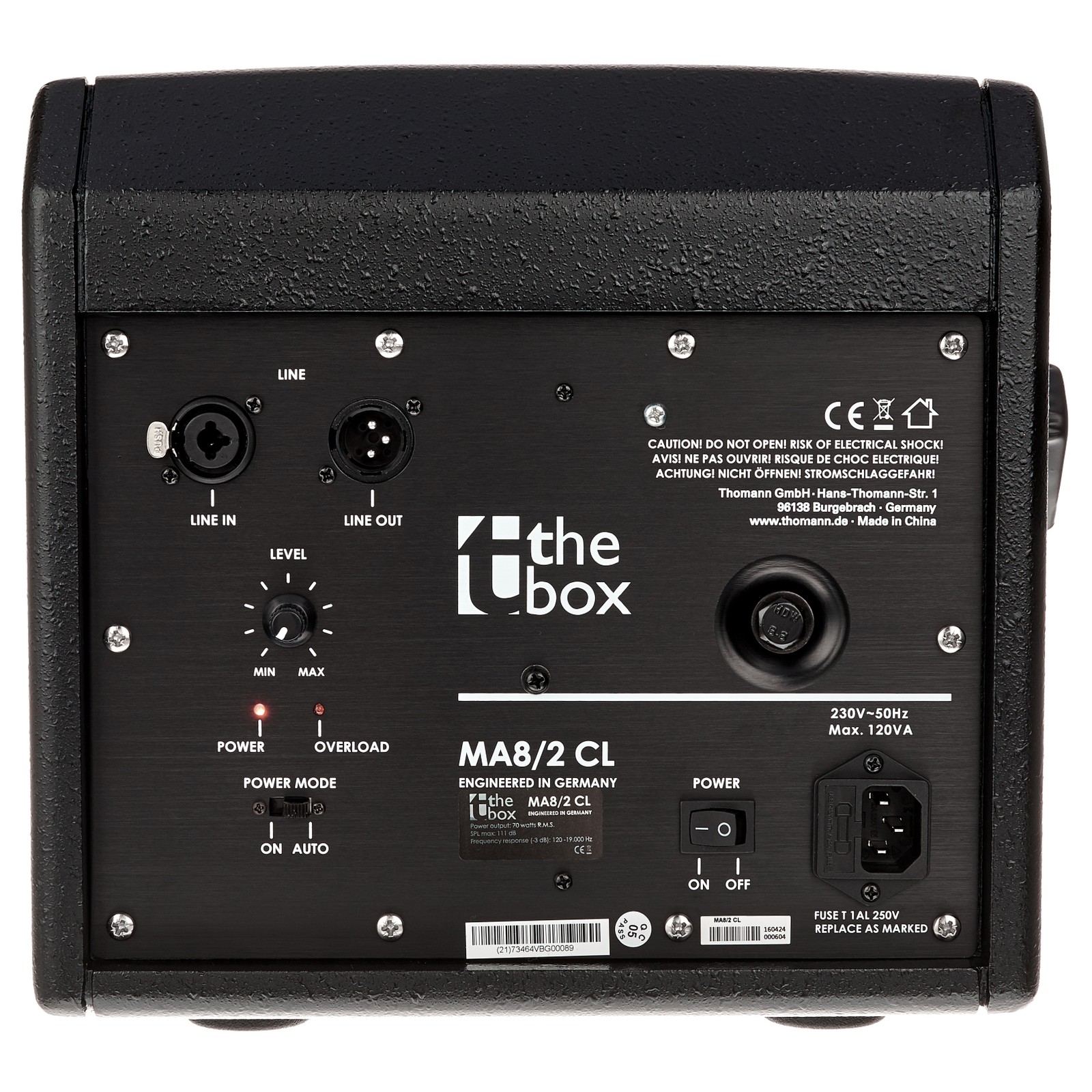 the box MA8/2 CL Aktiv-Monitor, Rückseite Anschlüsse