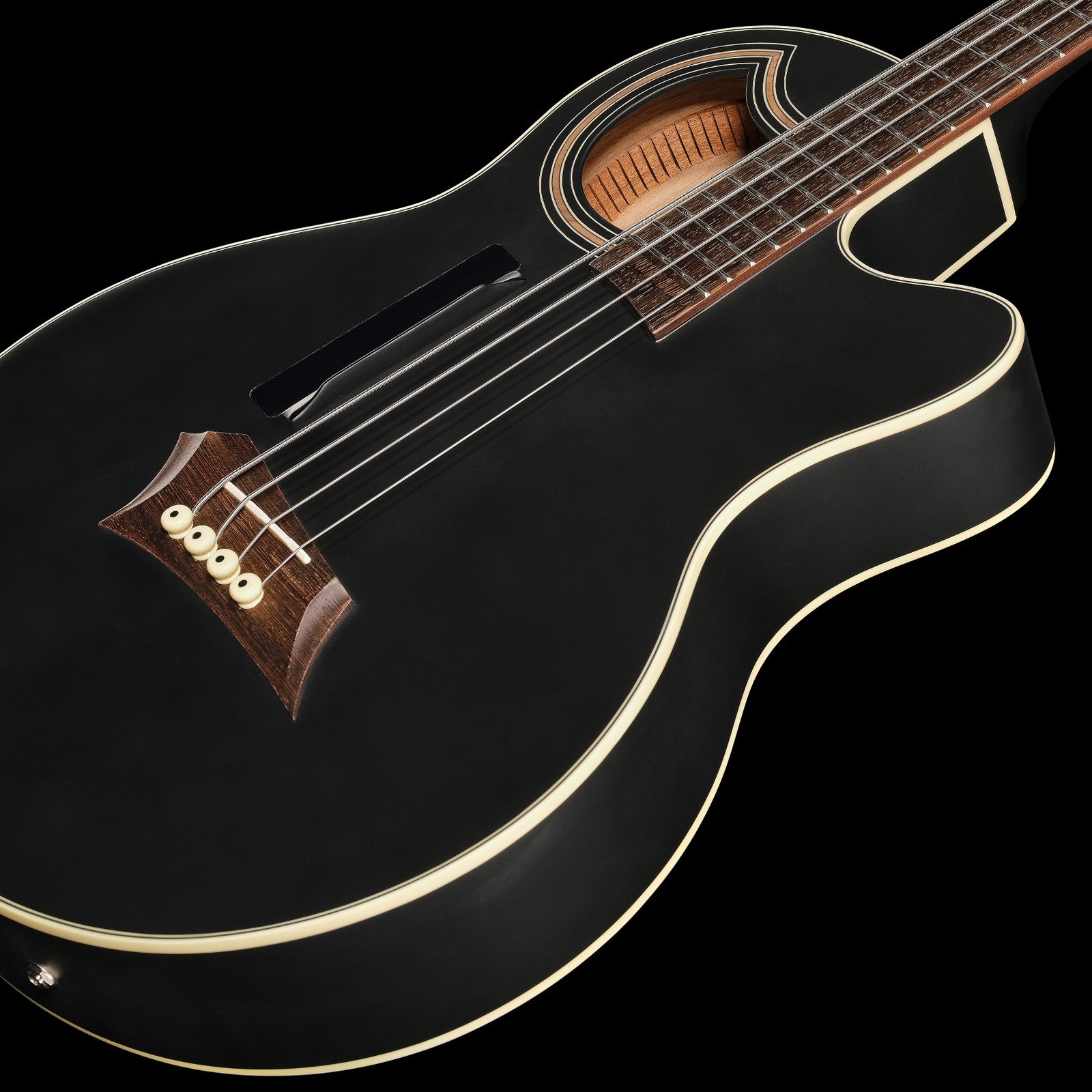 Top, Warwick Alien Deluxe 4 Hybrid Thinline Satin Black, acoustic bass