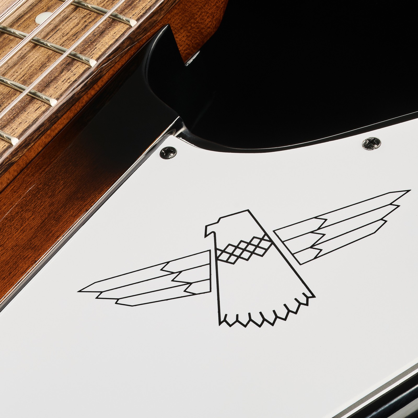 Thunderbird bird illustration on the pickguard