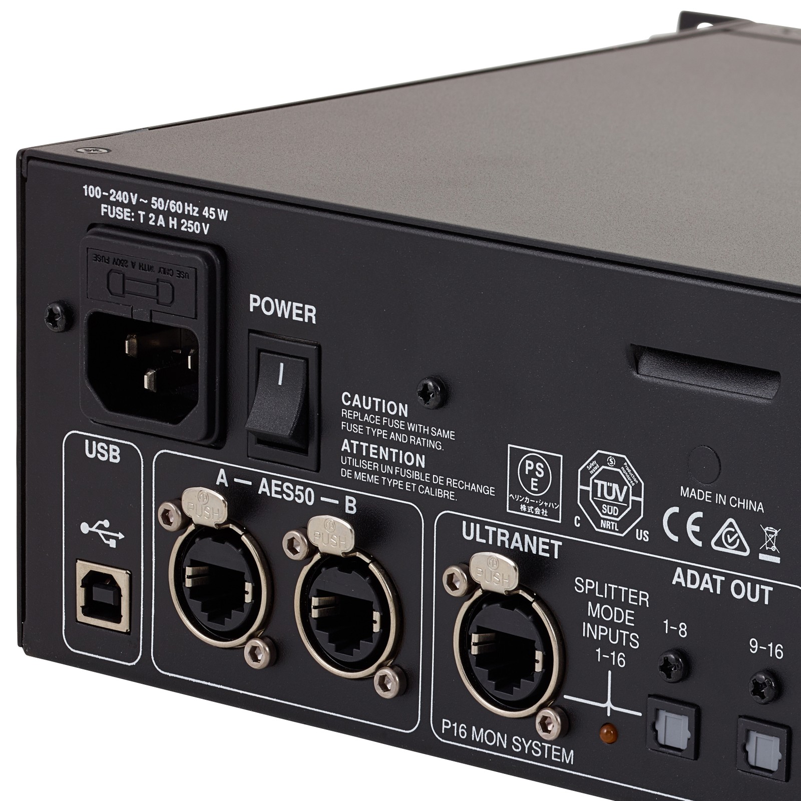 Midas DL16 Rückseite mit Anschlüssen