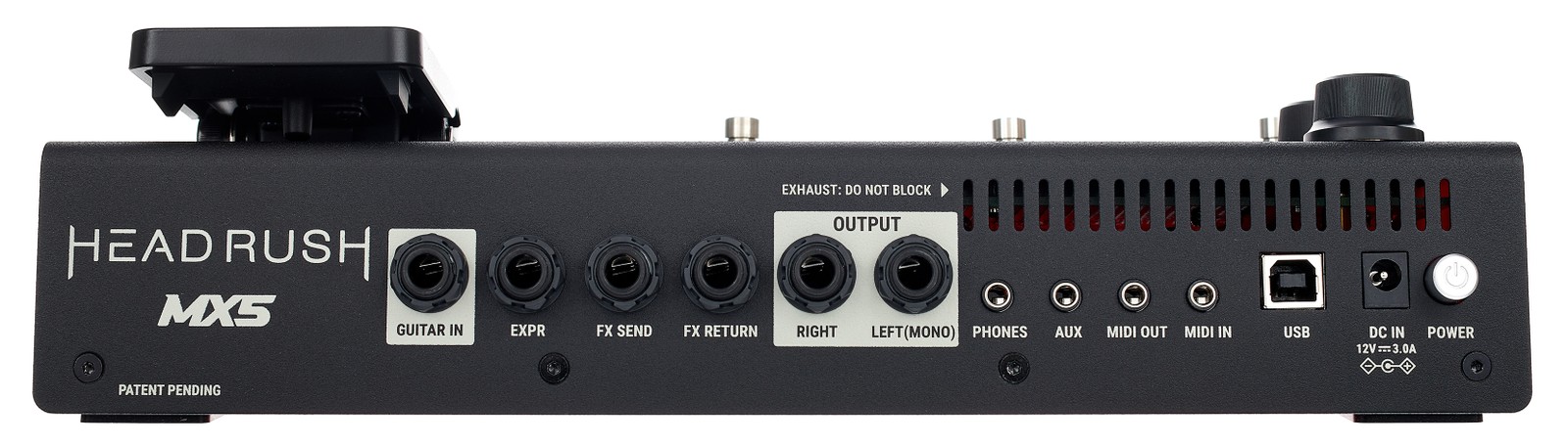 Rückseite mit Anschlüssen des Headrush MX5 Multieffektpedal für E-Gitarre