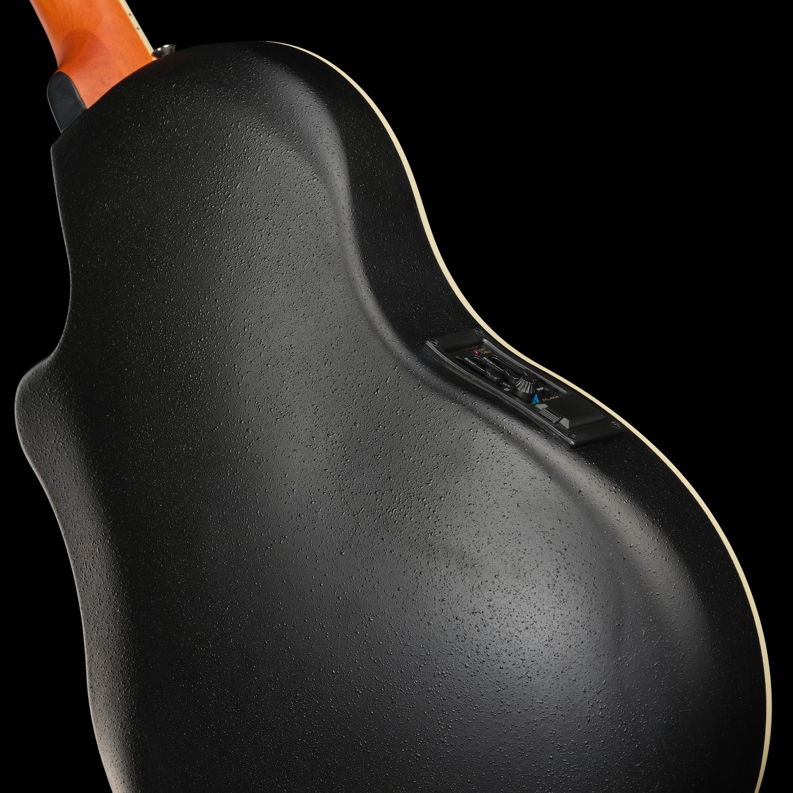 Roundback shallow bowl of the Harley Benton HBO-850 Blue Steel String Guitar with Pickup