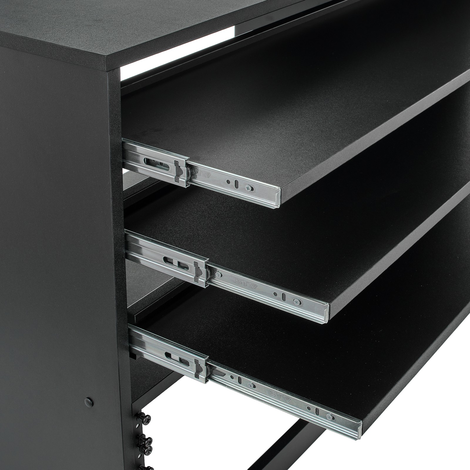 Ausziehbare Ablagen vom Thomann ComboRack Studio Racktisch