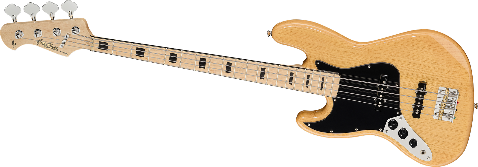 Linkshänder E-Bass Harley Benton JB-75MN LH NA Vintage Series von vorne