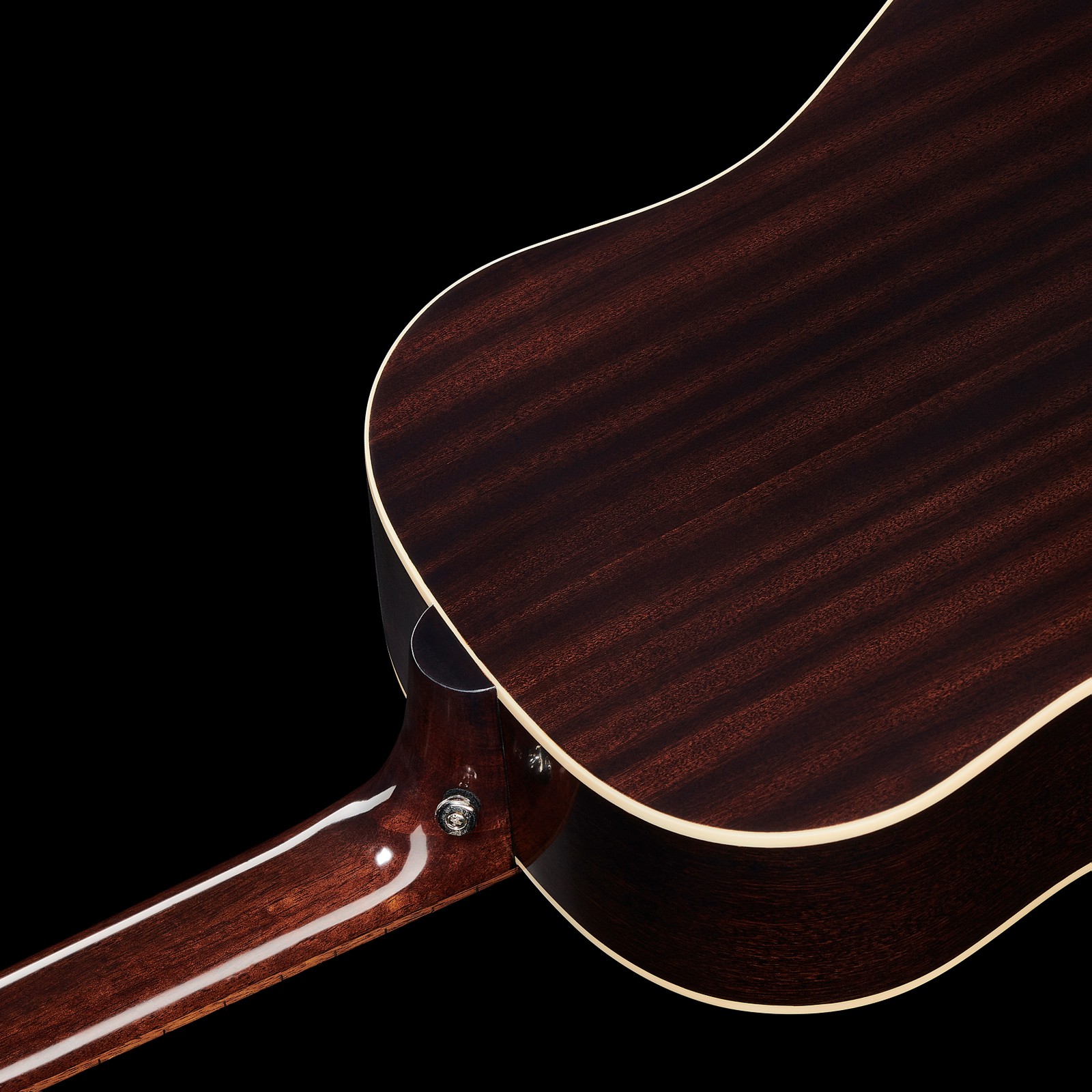 Massiver Mahagoni Korpus der Epiphone J-45 AVS von hinten