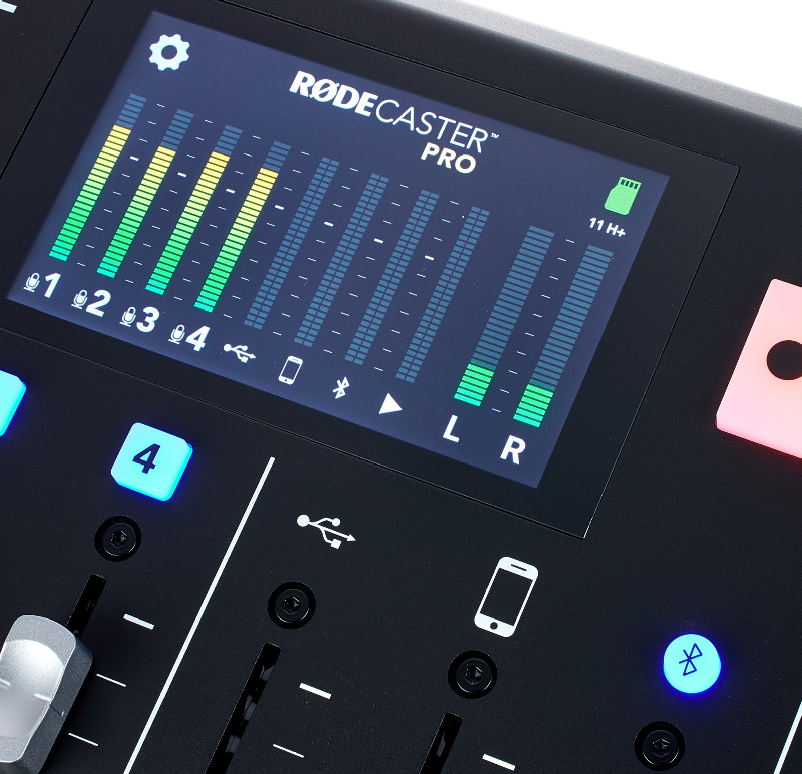 Detalle del Rode Rodecaster Pro Estudio de producción Podcast