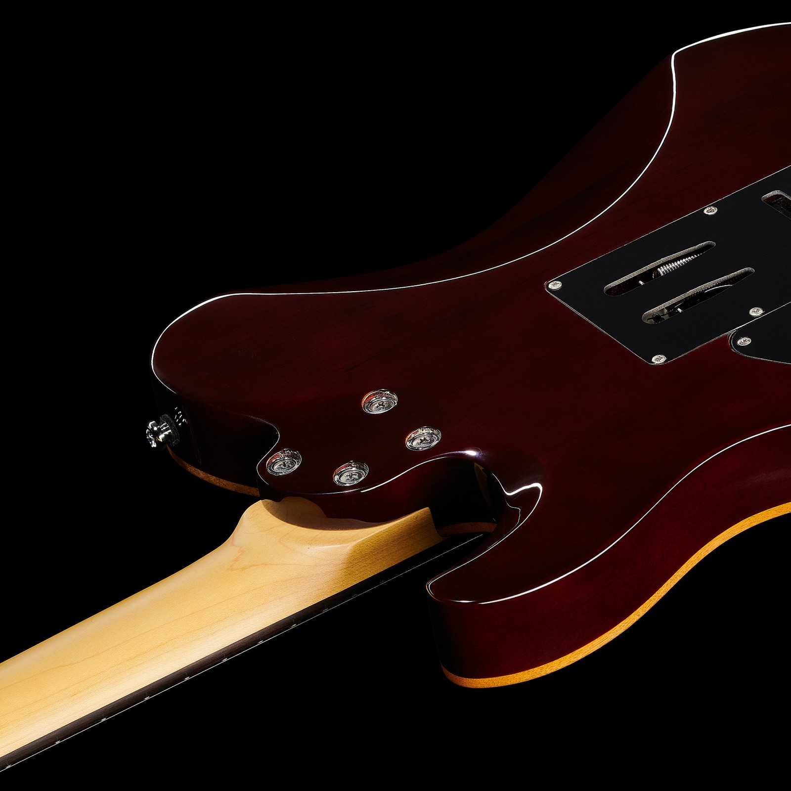 Rear view with neck joint, Harley Benton Fusion-T HH EB BK electric guitar