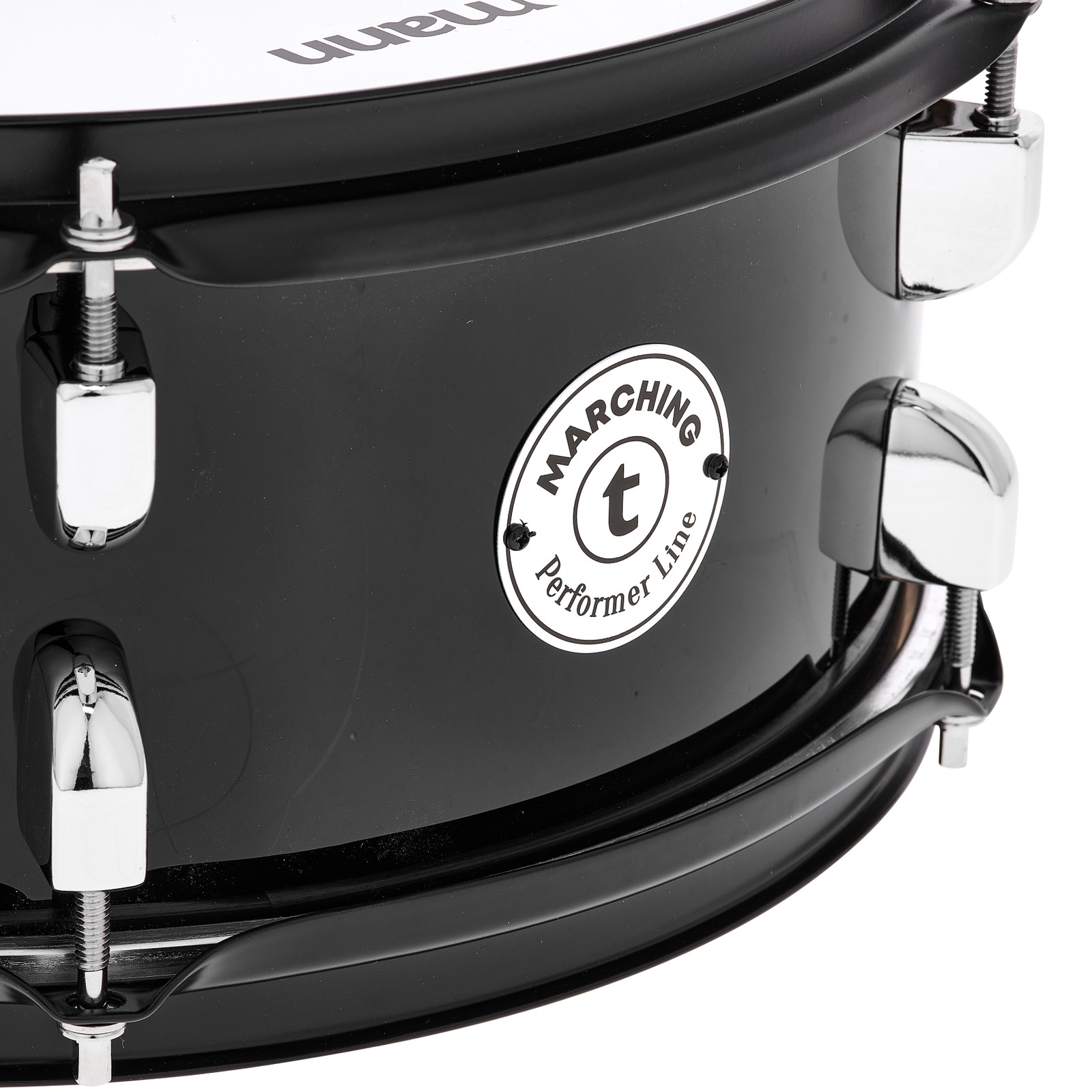 Thomann SD1455BL Marching Snare mit Badge und schwarzen Spannreifen