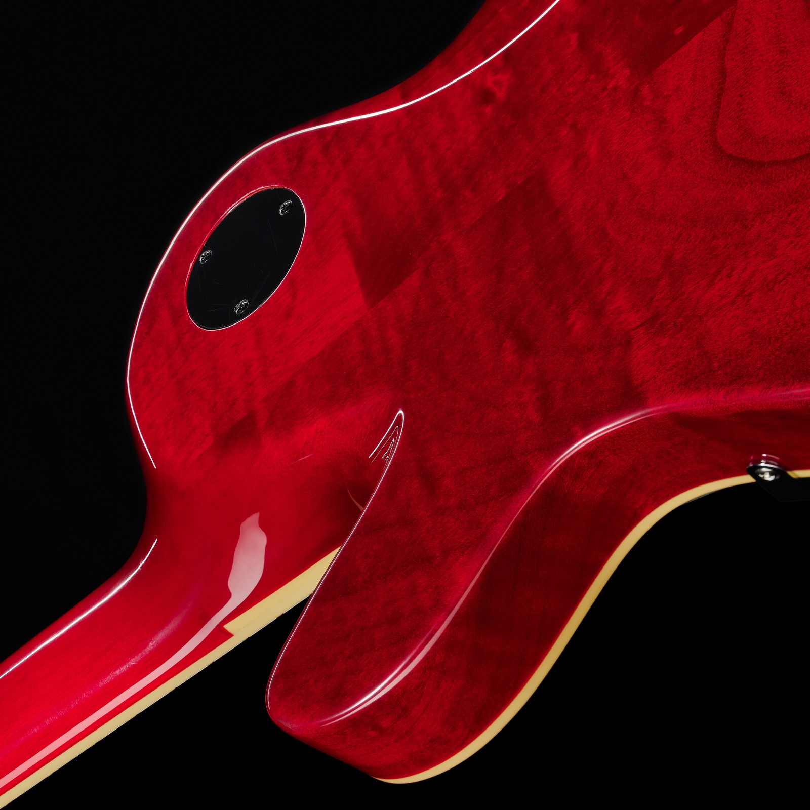 Abgerundeter Halsfuß der Hagstrom Super Swede Crimson Flame