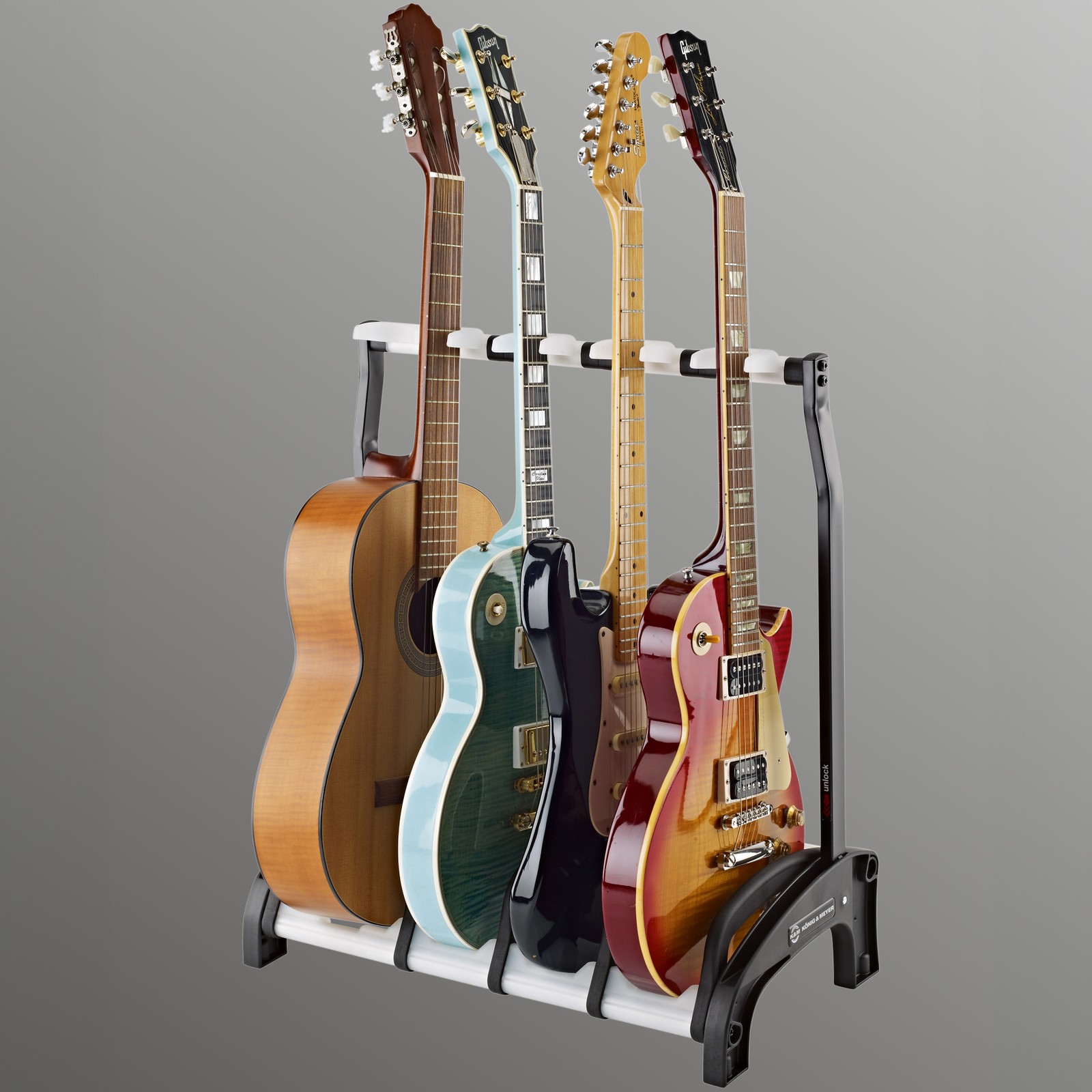 König & Meyer 17534 Guardian 3+1 Translucent mit vier Gitarren