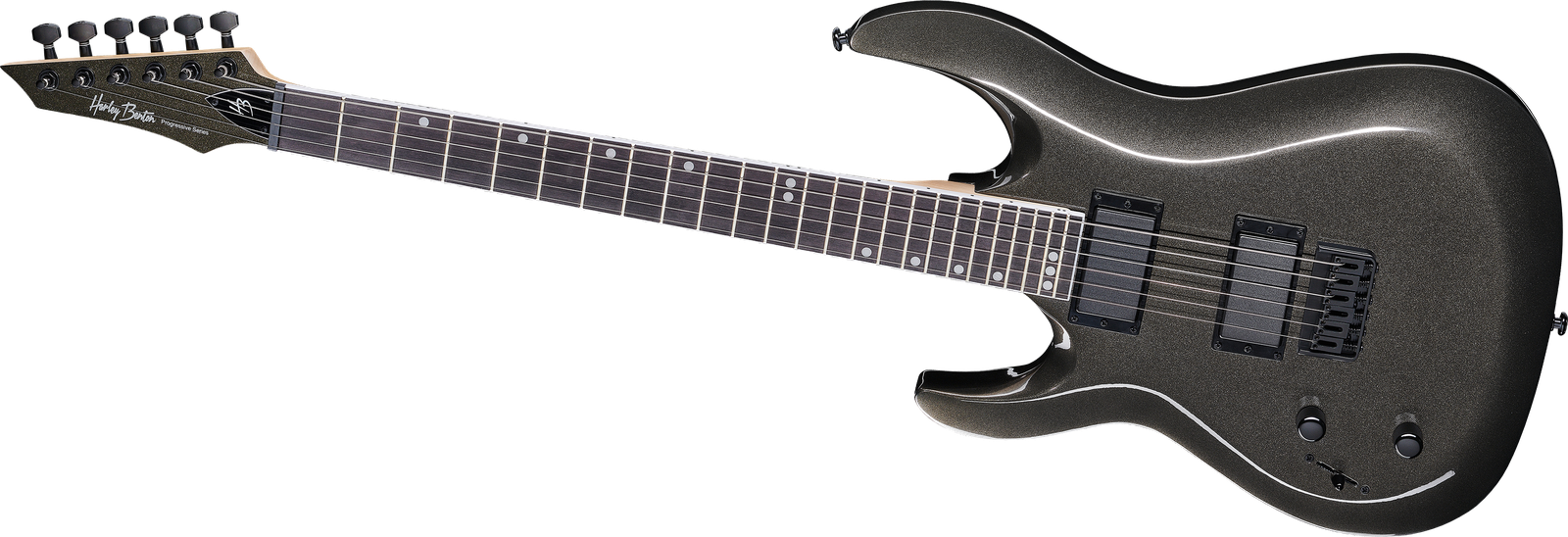 Frontansicht Linkshänder E-Gitarre Harley Benton R-446LH Graphite Metallic