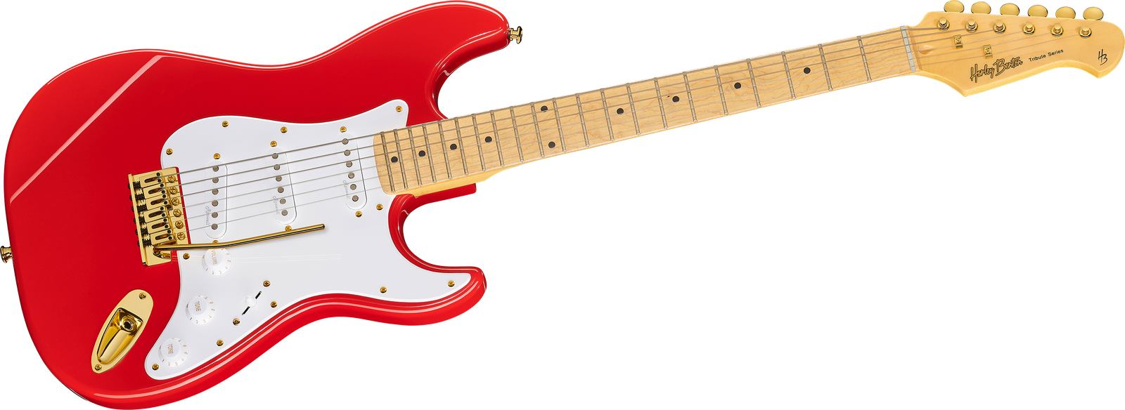 Frontansicht der E-Gitarre Harley Benton ST-59HM Fiesta Red Tribute