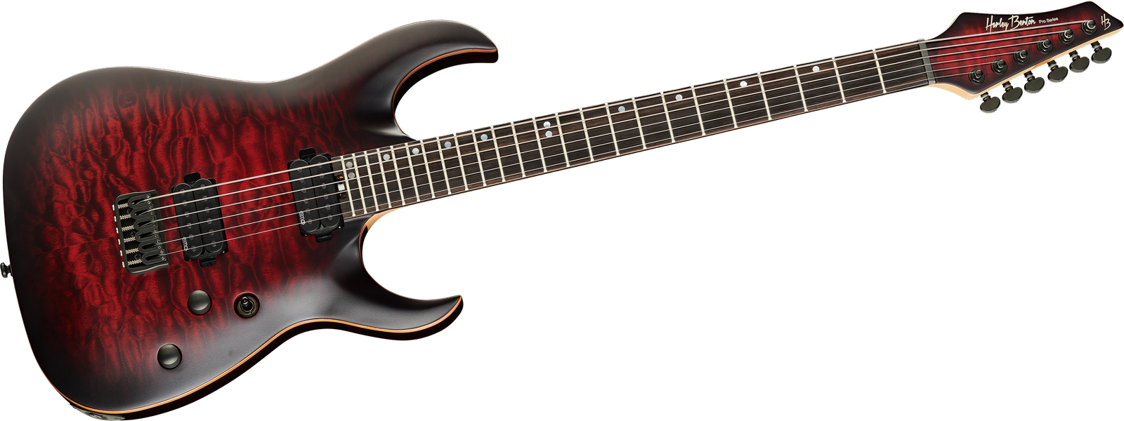 E-Gitarre Harley Benton Amarok-BT BKRD Quilted Burst von vorne