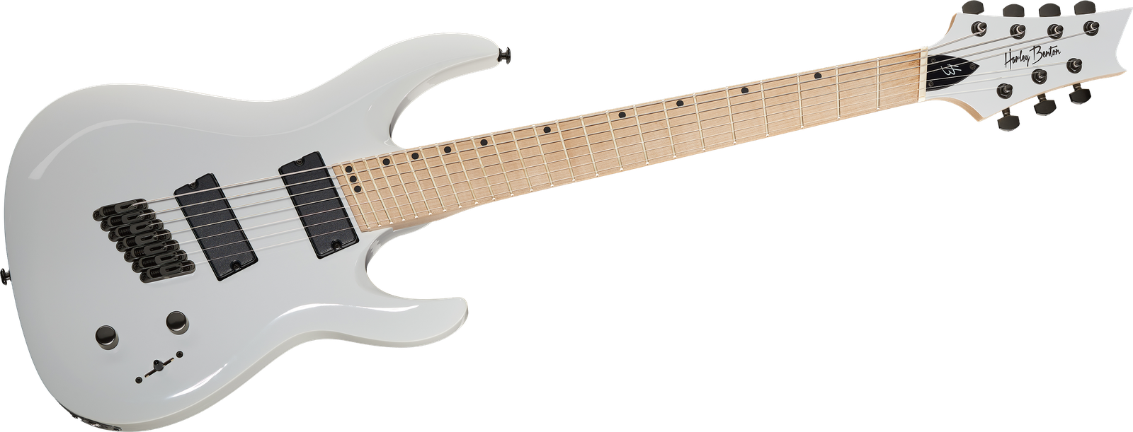 7-Saiter E-Gitarre Harley Benton R-457MN WH Fanfret von vorne