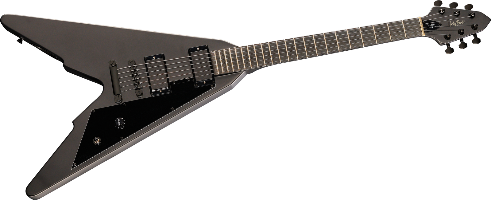 V-förmige E-Gitarre Harley Benton Victory Active SBK in mattschwarz