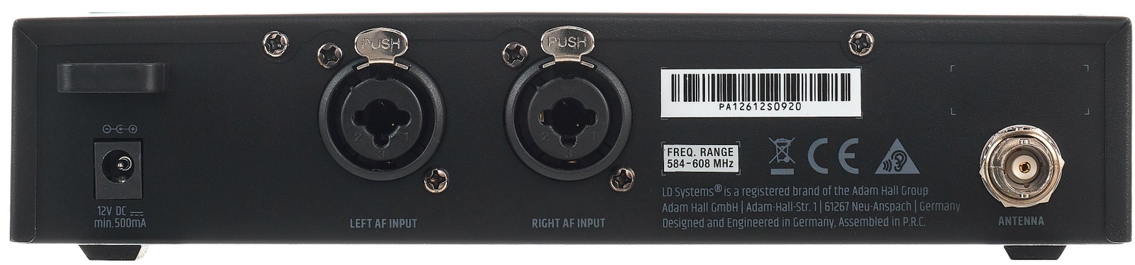 Back of the LDU505IEMT transmitter with connections