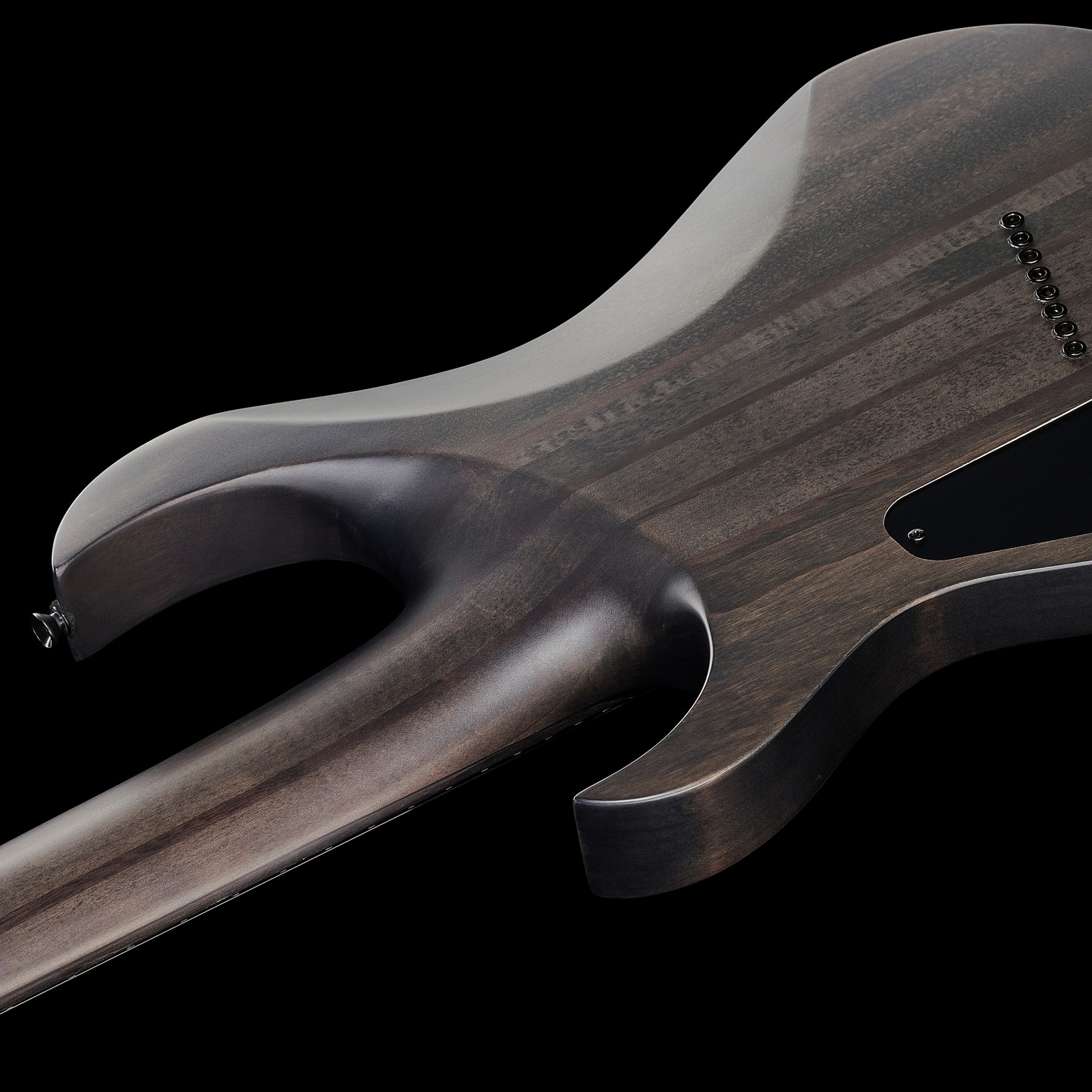 Korpusrückansicht der 8-Saiter Harley Benton MultiScale-8 QBB E-Gitarre