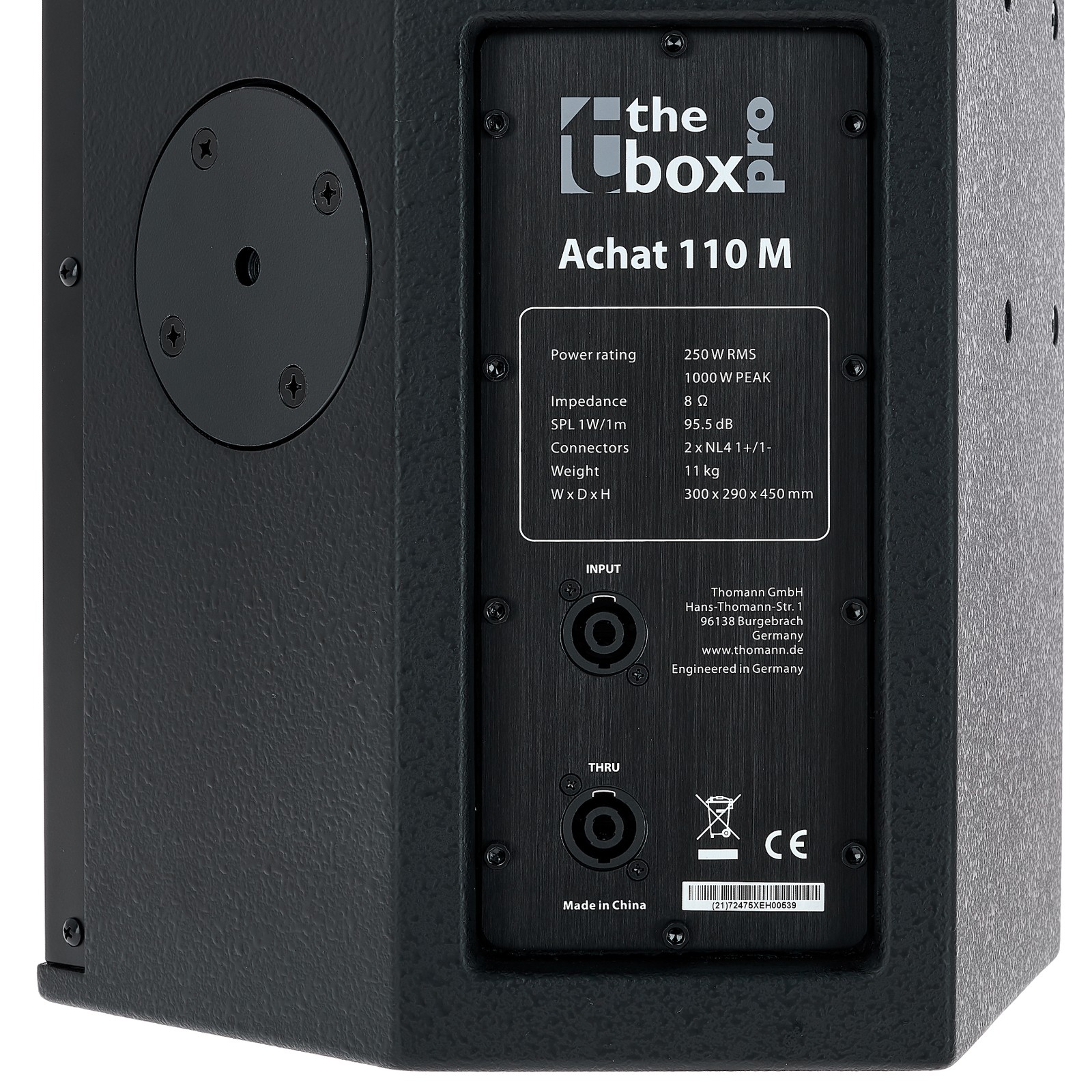 Rückseite mit Anschlüssen der the box pro Achat 110 M Fullrange-Box