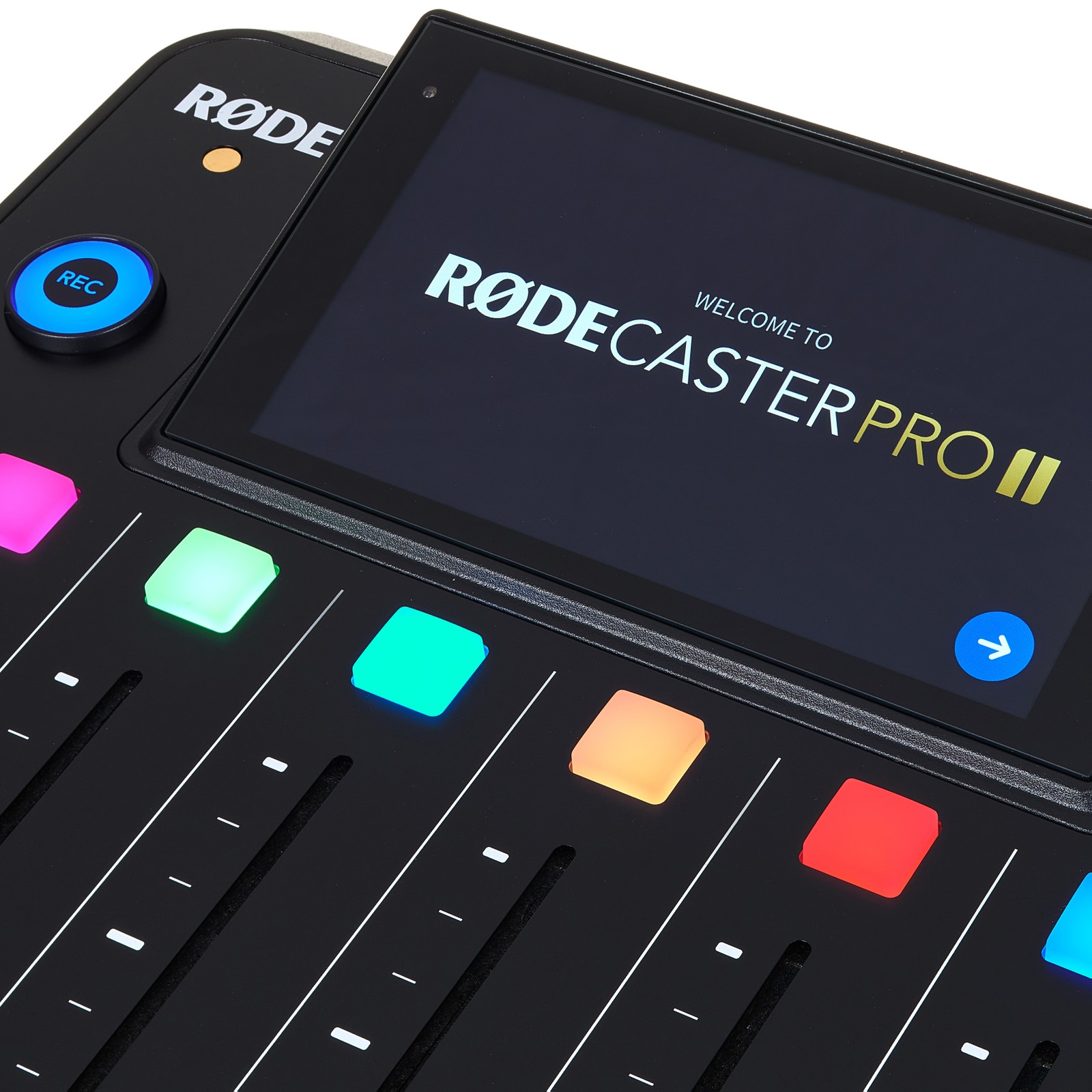 Bedienoberfläche des Rode Rodecaster Pro II Audio Production Studio