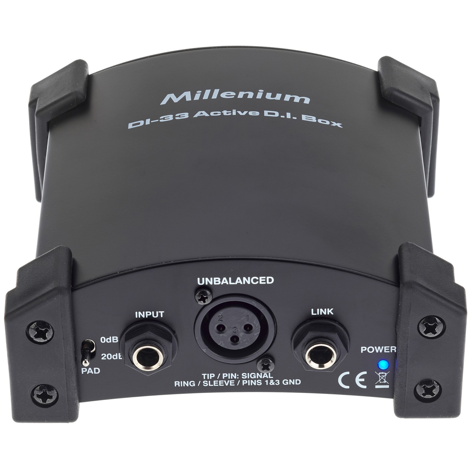 Millenium DI-33 Active DI-Box Anschlüsse Vorderseite