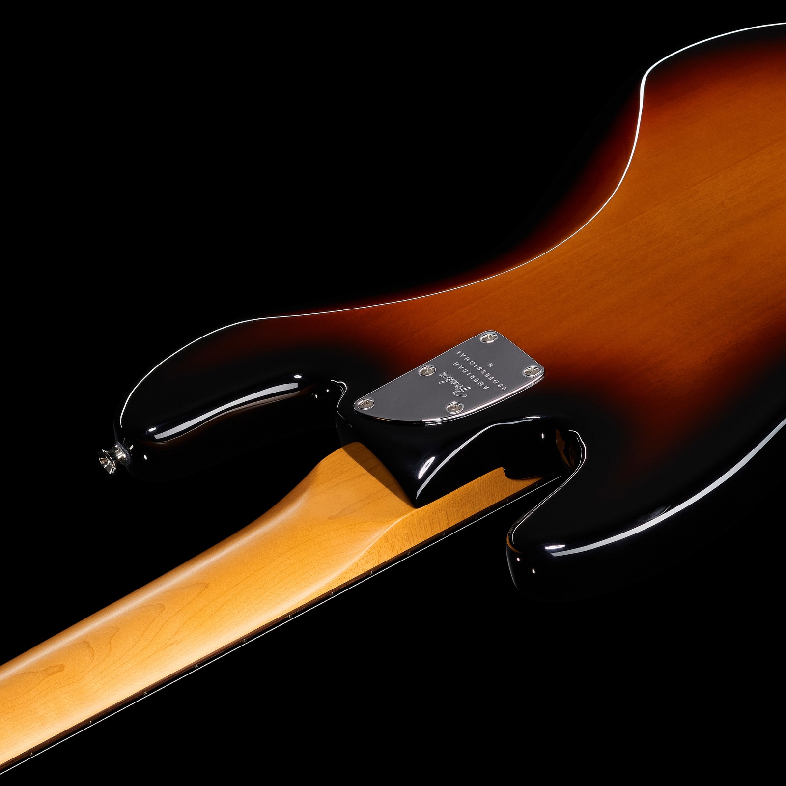 Detailansicht vom Hals-/Korpusübergang des Fender AM Pro II Jazz Bass V RW 3TSB