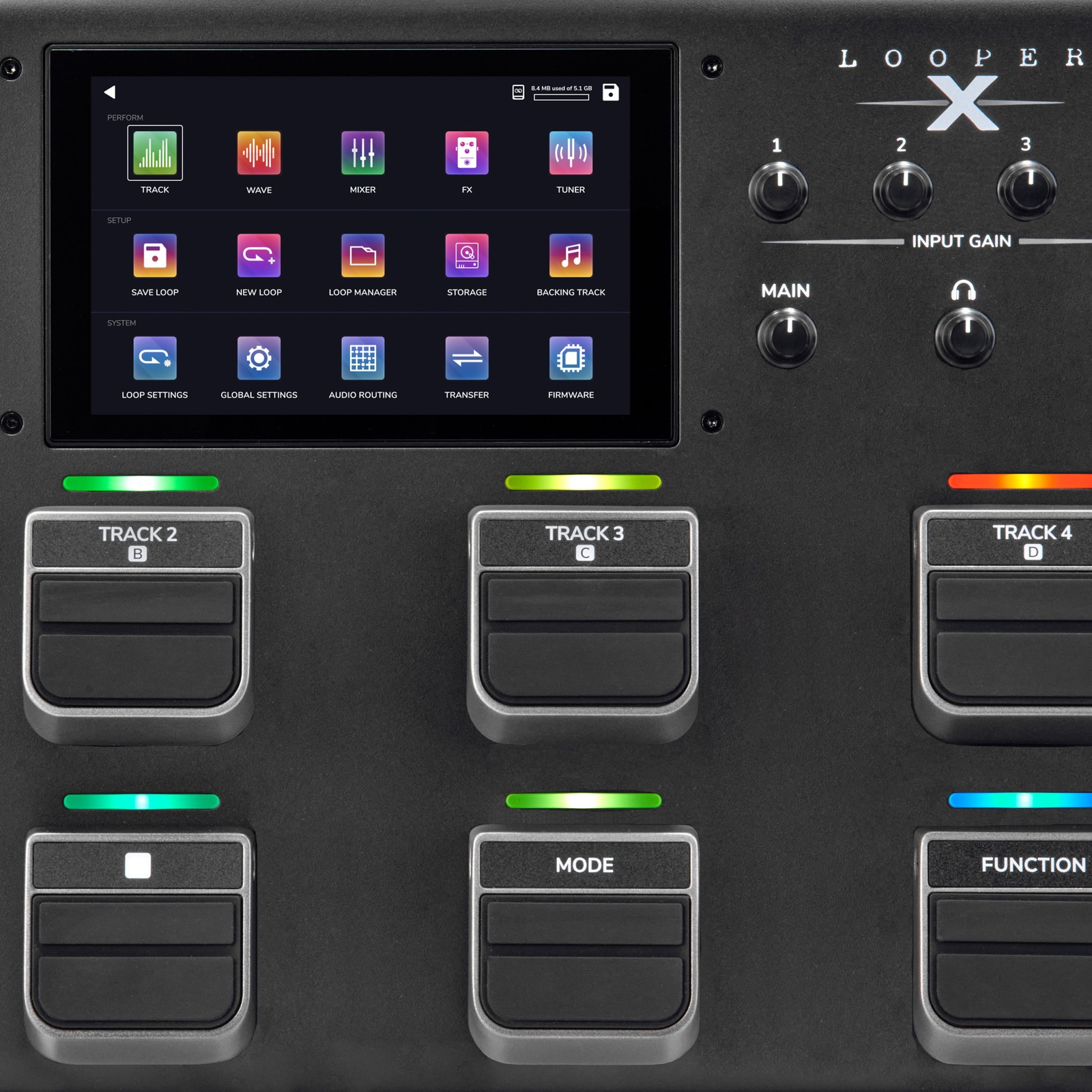 Bildschirm auf dem Sheeran Loopers Looper X