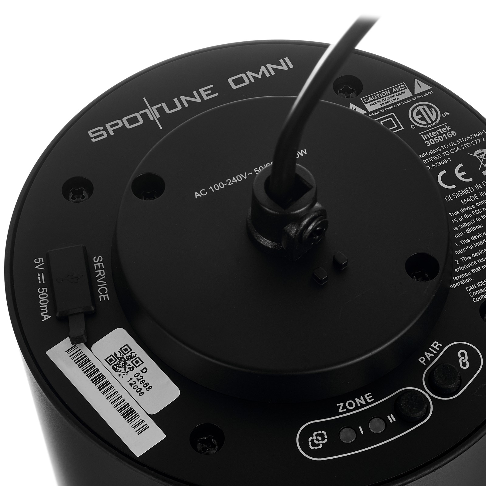 Bedienelemente des Spottune Omni Cord Black Deckenlautsprechers